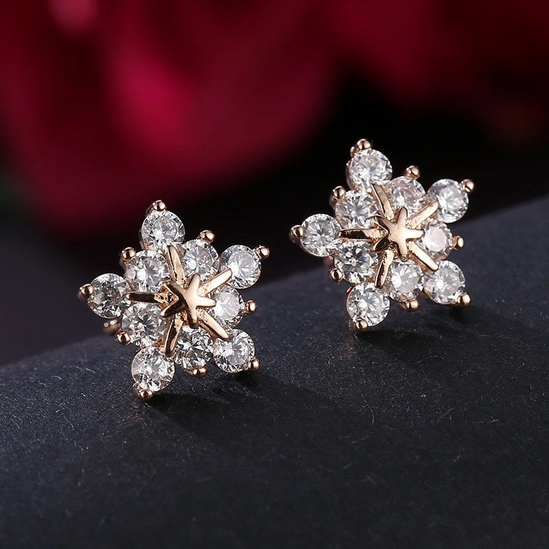 Rhinestone Snowflake Stud Earrings