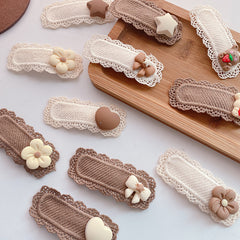 Baby Girls Sweet Flowers Bowknot Hair Clips Headwear Set