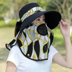 Chain Print Sun Hat w/ Breathable Cover UV Protection