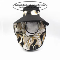 Chain Print Sun Hat w/ Breathable Cover UV Protection