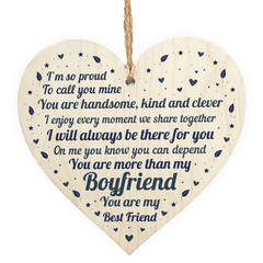 Boyfriend Relationship Wooden Heart Anniversary Valentines Gift For Him