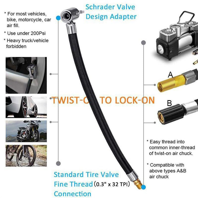 1pc Tire Air Inflator Hose Inflatable Tube Connection