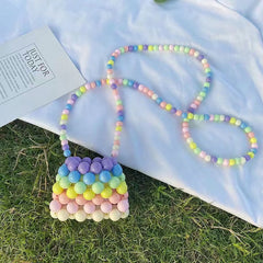 Beaded Crossbody Bag for Girls Mini Coin Purse with Strap