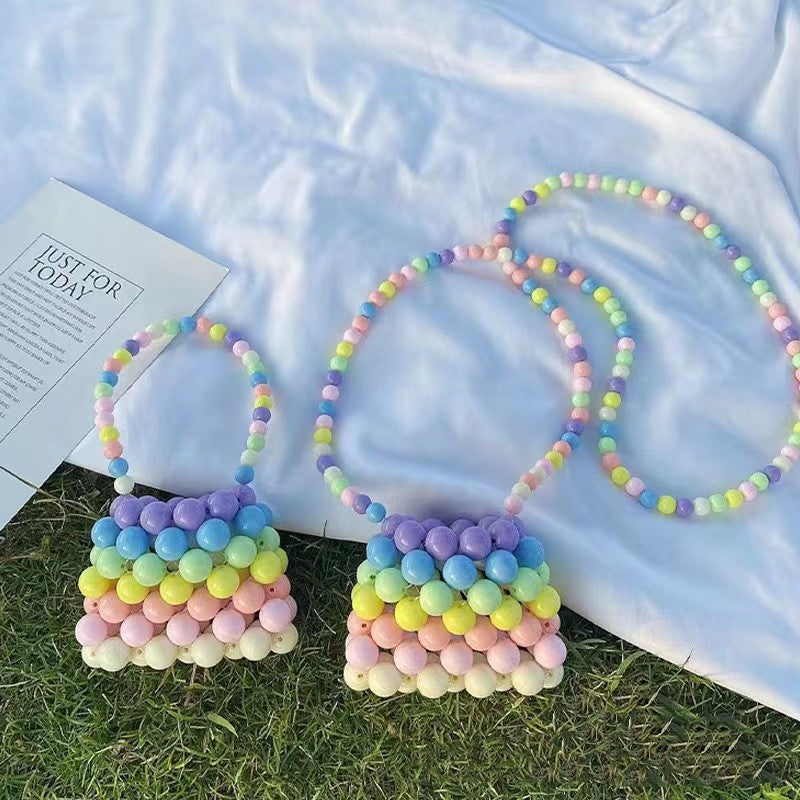 Beaded Crossbody Bag for Girls Mini Coin Purse with Strap