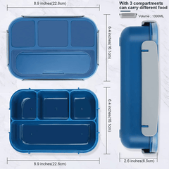 Adult Bento Box Lunch Container 1300ML 4 Compartment Pink