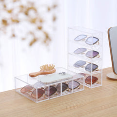 Acrylic Sunglasses Case Storage Box 4 Dividers Drawers Organizer Holder