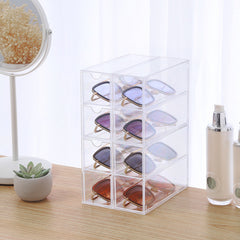 Acrylic Sunglasses Case Storage Box 4 Dividers Drawers Organizer Holder