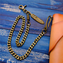 Bronze Copper Pants Chain Waist Hanging Key Chain DIY Feather Wallet Chain