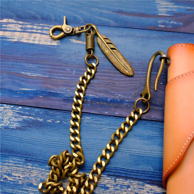Bronze Copper Pants Chain Waist Hanging Key Chain DIY Feather Wallet Chain