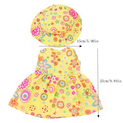 Yellow Flower Dress with Hats for 18 Inch American Dolls