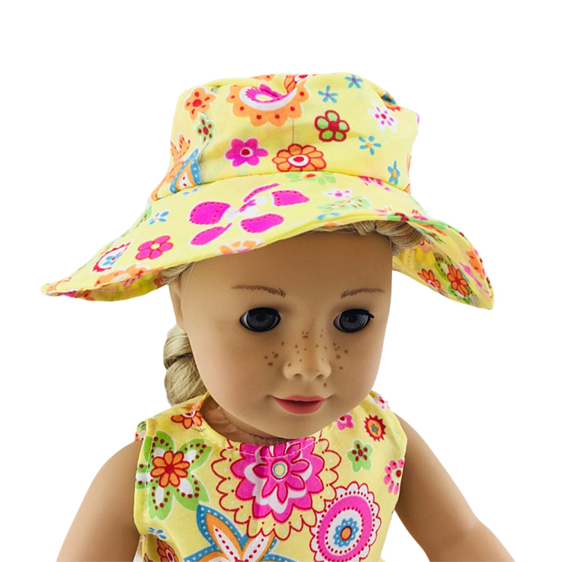 Yellow Flower Dress with Hats for 18 Inch American Dolls