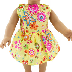 Yellow Flower Dress with Hats for 18 Inch American Dolls