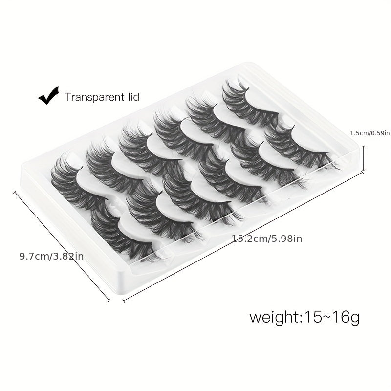6 Pairs Cat Eye Fluffy Faux Mink Lashes 8D Wispy Pack