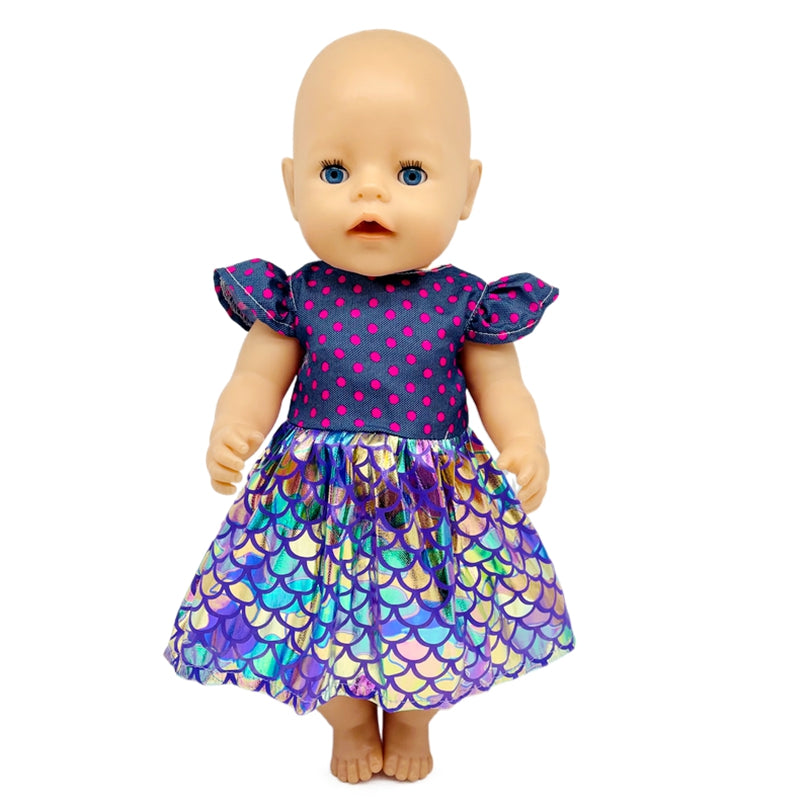 Dot Pattern Mermaid Dress Doll Clothes Accessories
