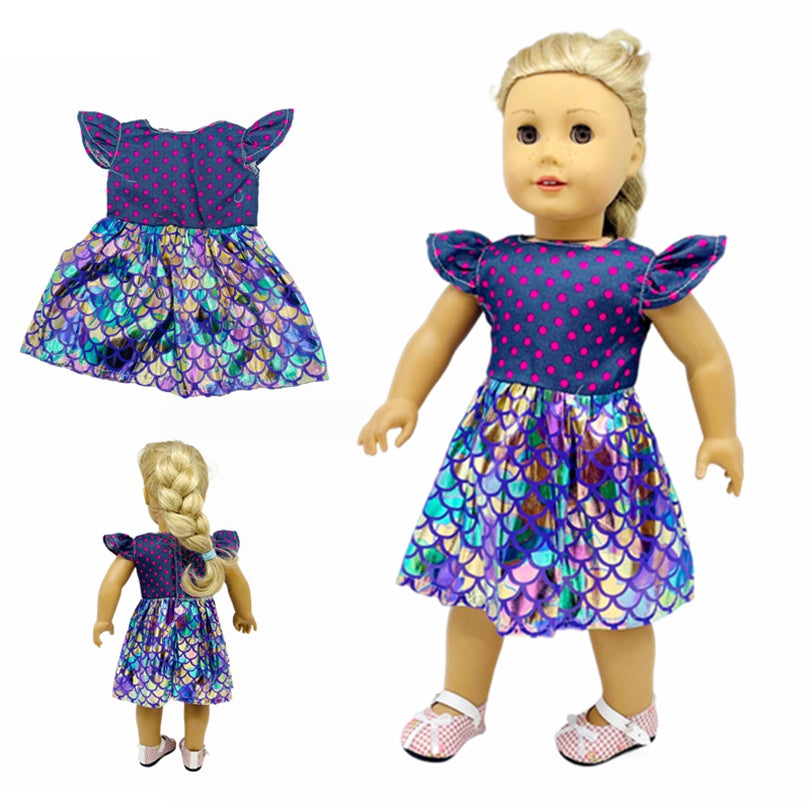 Dot Pattern Mermaid Dress Doll Clothes Accessories