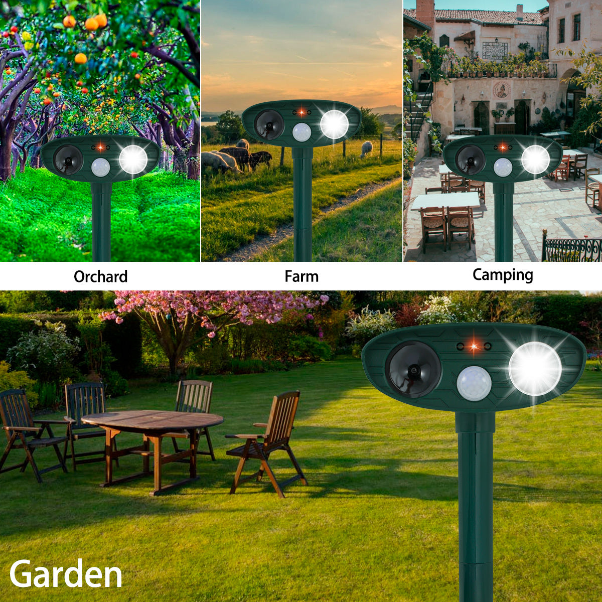 Solar Animal Repellant Ultrasonic Cat Dog Deterrent
