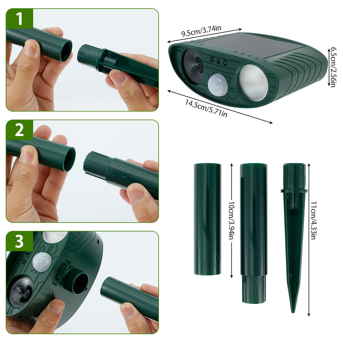 Solar Animal Repellant Ultrasonic Cat Dog Deterrent