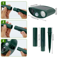 Solar Animal Repellant Ultrasonic Cat Dog Deterrent