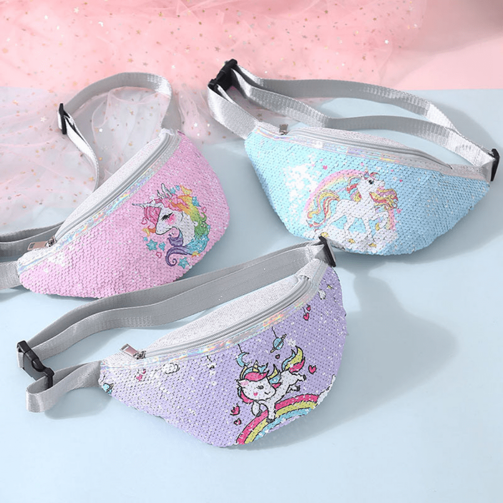 Kids Unicorn Sequin Coin Purse Waist Bag for Girls