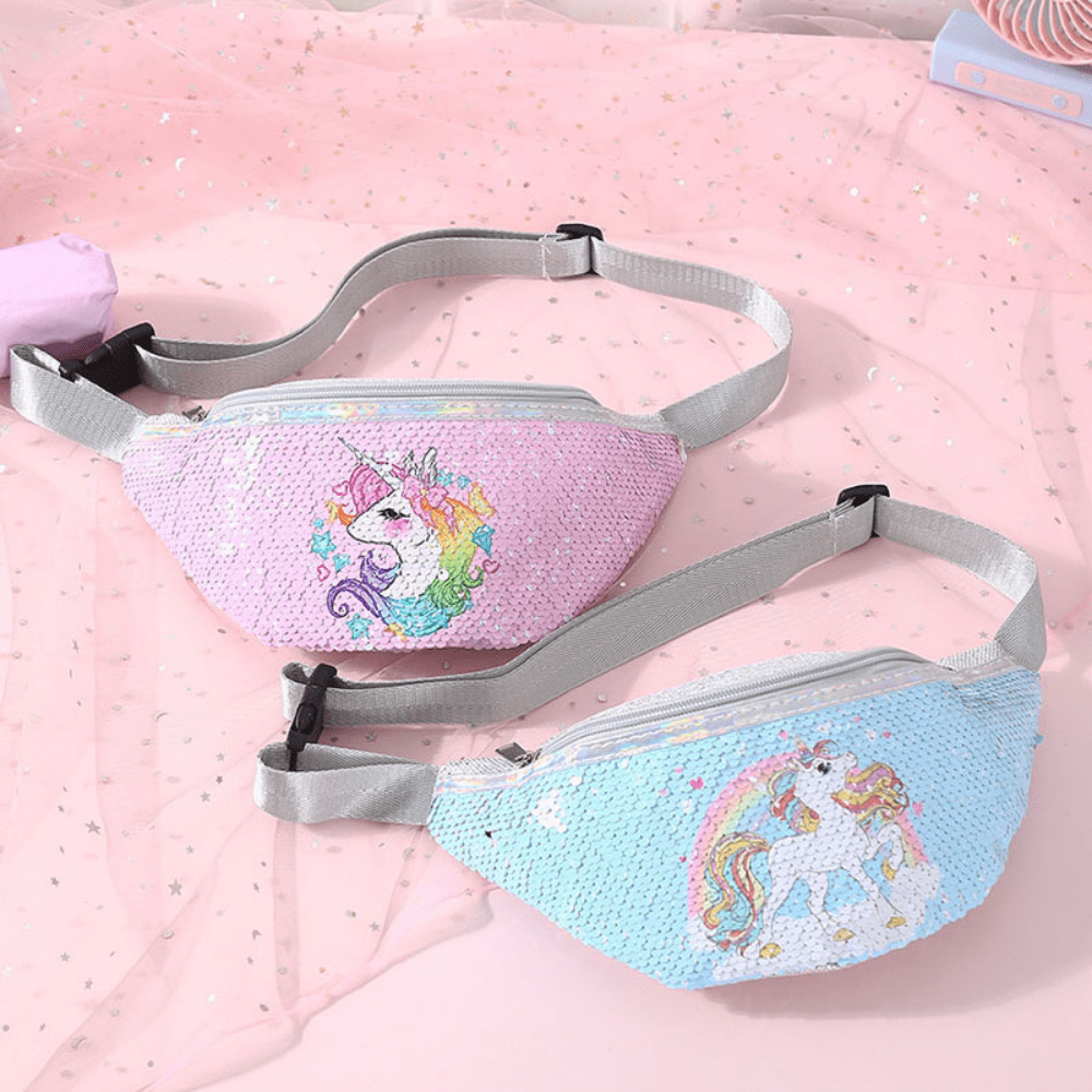 Kids Unicorn Sequin Coin Purse Waist Bag for Girls