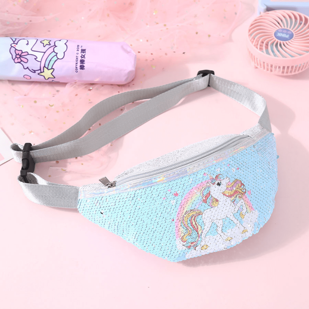 Kids Unicorn Sequin Coin Purse Waist Bag for Girls