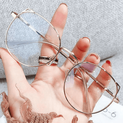 Light Blocking Cat Eye Glasses Women Anti Eyestrain Metal Frame