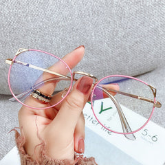 Light Blocking Cat Eye Glasses Women Anti Eyestrain Metal Frame
