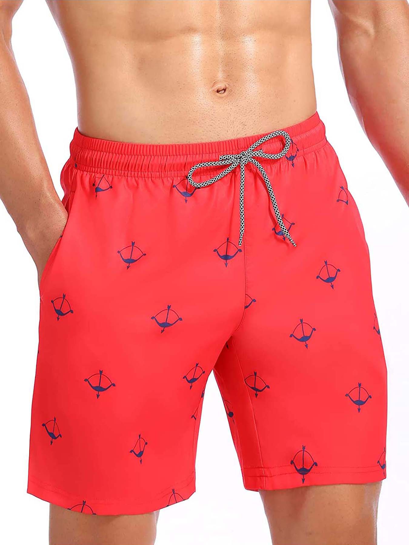 Cupid Bow Print Shorts Elastic Waist Drawstring Men's Lounge Shorts