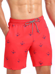 Cupid Bow Print Shorts Elastic Waist Drawstring Men's Lounge Shorts