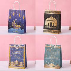 4pcs Eid Mubarak Gift Bags Ramadan Kareem Decoration Candy Packaging Pouch