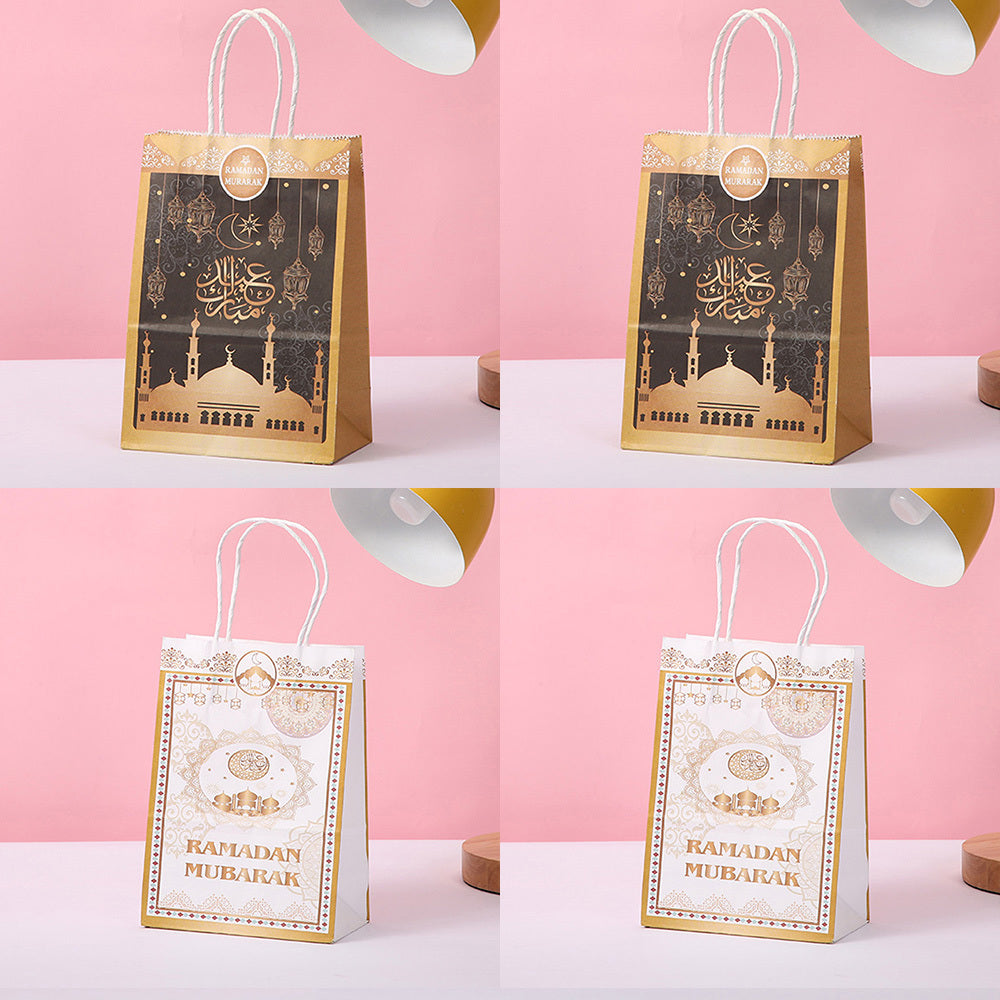 4pcs Eid Mubarak Gift Bags Ramadan Kareem Decoration Candy Packaging Pouch
