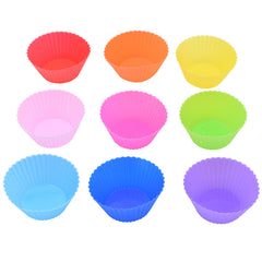 12pcs Silicone Cake Mold Round Muffin Cupcake Baking Molds Reusable