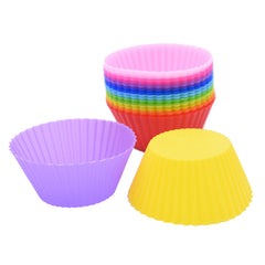 12pcs Silicone Cake Mold Round Muffin Cupcake Baking Molds Reusable