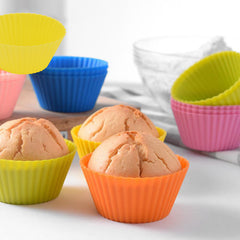 12pcs Silicone Cake Mold Round Muffin Cupcake Baking Molds Reusable