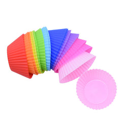 12pcs Silicone Cake Mold Round Muffin Cupcake Baking Molds Reusable