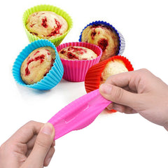 12pcs Silicone Cake Mold Round Muffin Cupcake Baking Molds Reusable
