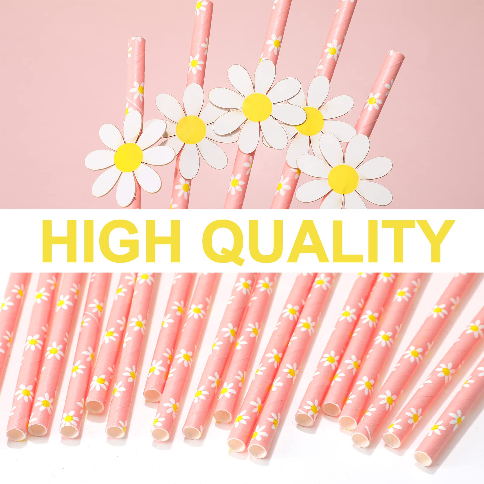 50 Daisy Paper Straws for Parties Events Crafts & More
