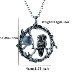 Moonstone Pendant Necklace Boho Owl Gothic Jewelry