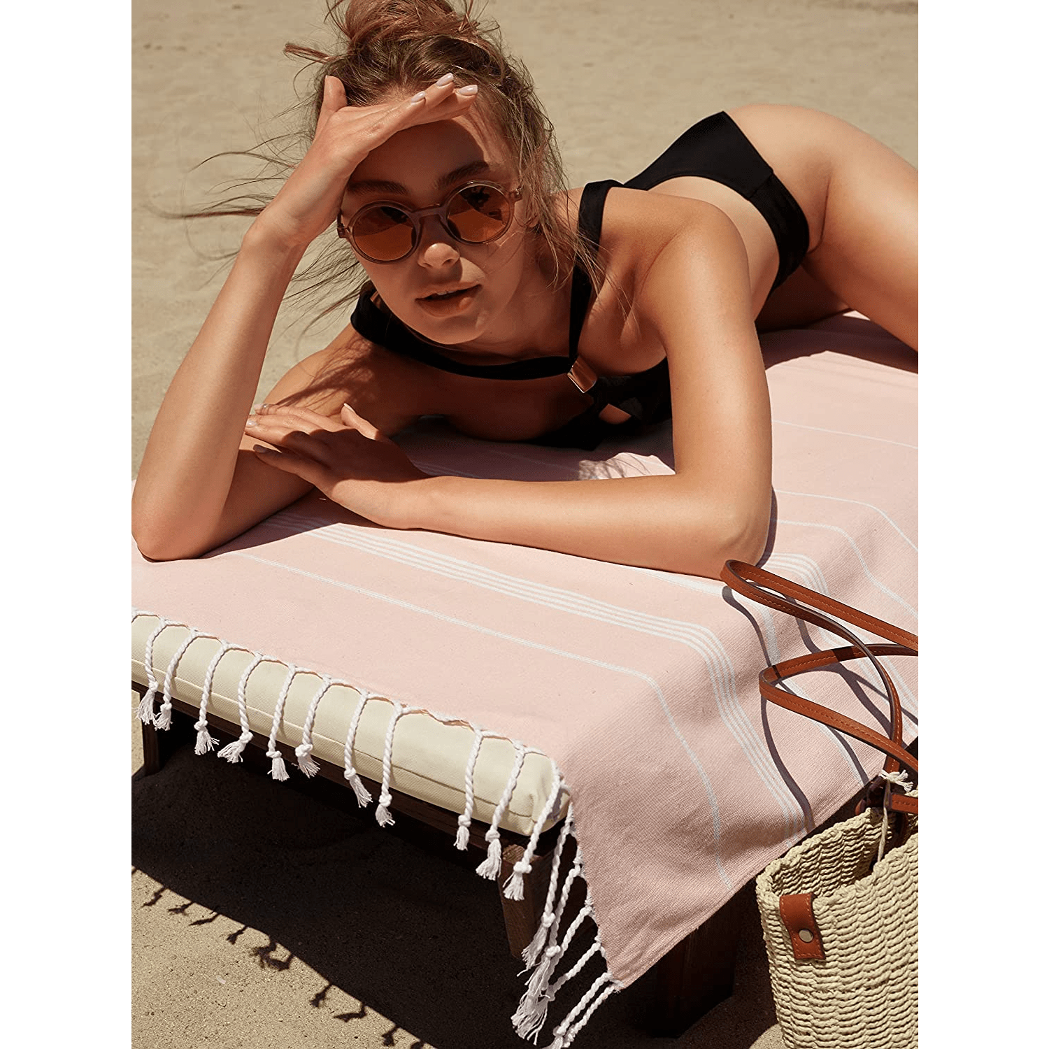 Quick Drying Beach Towel Soft Absorbent XL Size Tassel Design