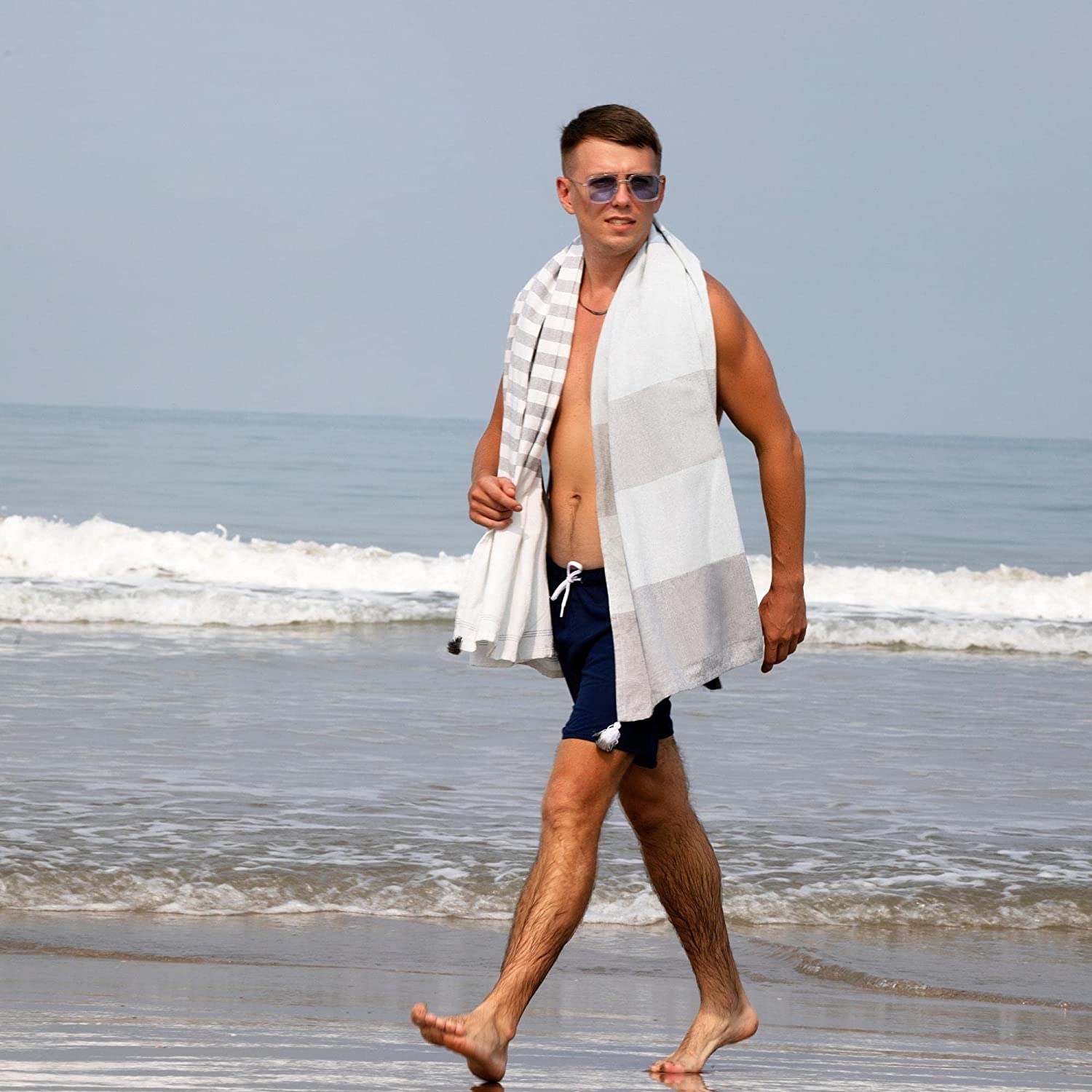 Quick Drying Beach Towel Soft Absorbent XL Size Tassel Design
