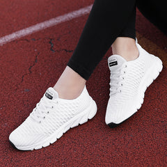 Women's Breathable Knit Lace Up Sneakers Lightweight Walking Shoes