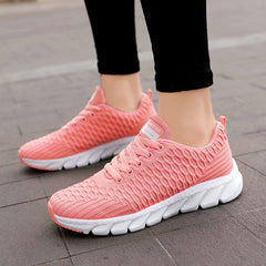 Women's Breathable Knit Lace Up Sneakers Lightweight Walking Shoes