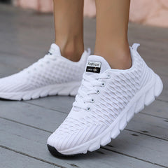 Women's Breathable Knit Lace Up Sneakers Lightweight Walking Shoes