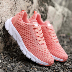 Women's Breathable Knit Lace Up Sneakers Lightweight Walking Shoes