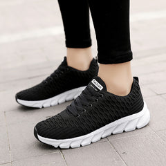 Women's Breathable Knit Lace Up Sneakers Lightweight Walking Shoes