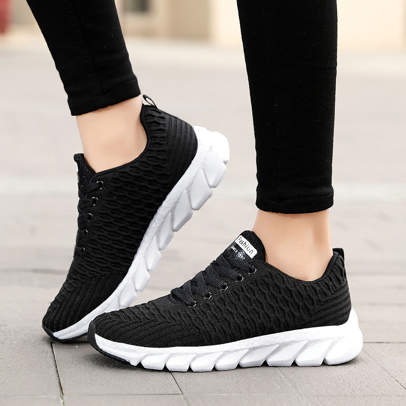 Women's Breathable Knit Lace Up Sneakers Lightweight Walking Shoes