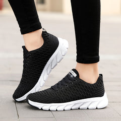 Women's Breathable Knit Lace Up Sneakers Lightweight Walking Shoes