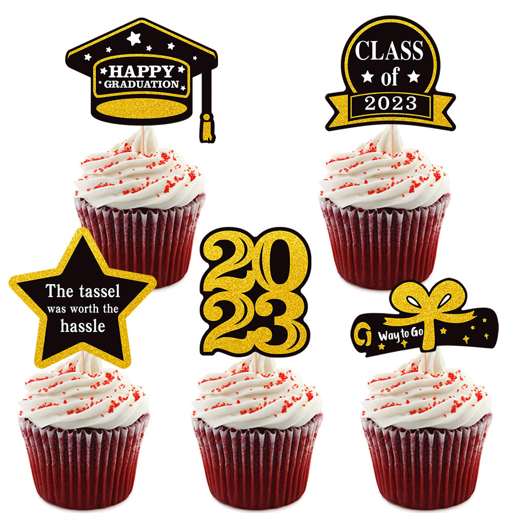 5pcs Graduation Cake Decorations Happy Graduation Cake Decor Supplies