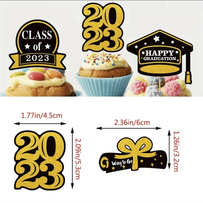 5pcs Graduation Cake Decorations Happy Graduation Cake Decor Supplies