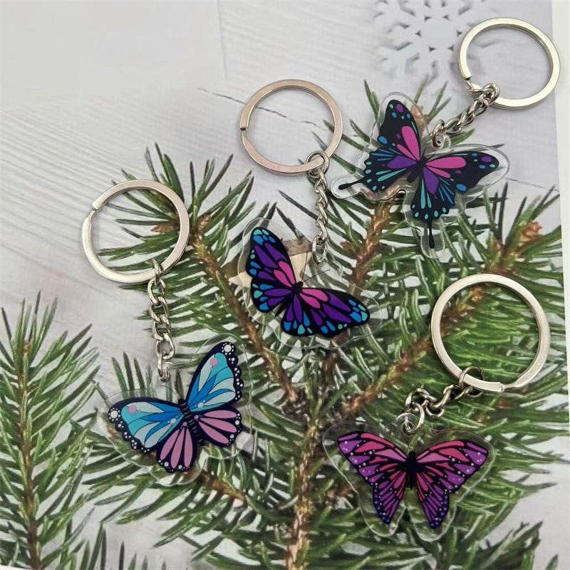 Y2K Butterfly Keychain Acrylic Key Ring Bag Pendant Accessories